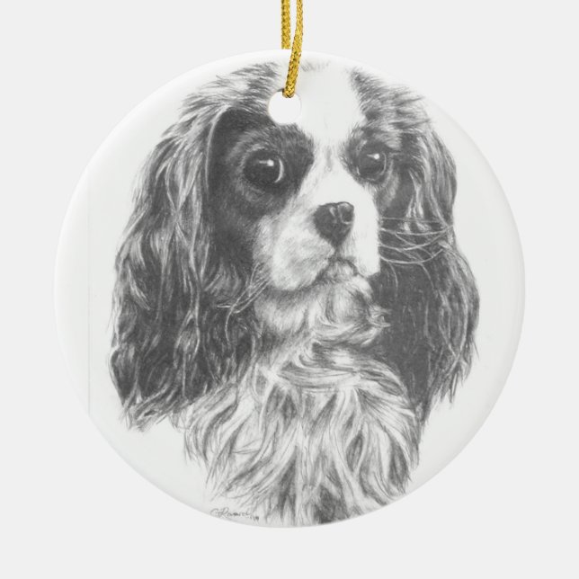 Cavalier King Charles Spaniel Keramik Ornament (Vorne)