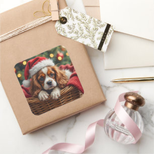 Cavalier King Charles Spaniel Kuschelkorb Quadratischer Aufkleber