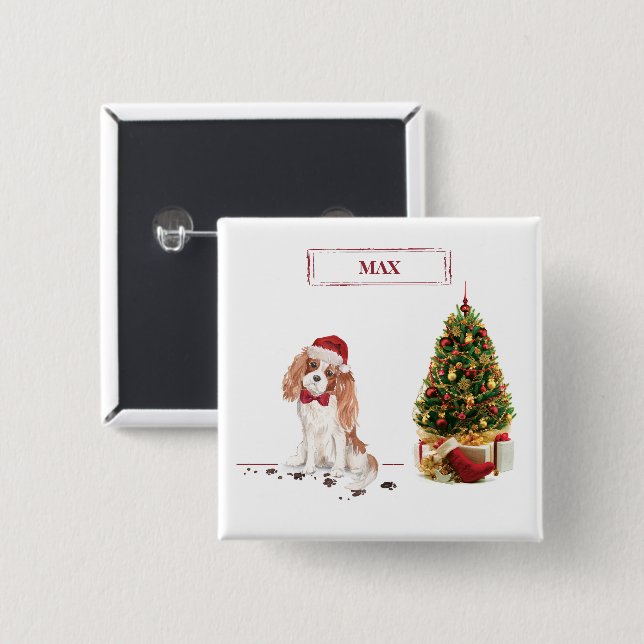 Cavalier King Charles Spaniel Lustiger Weihnachtsh Button (Vorne & Hinten)