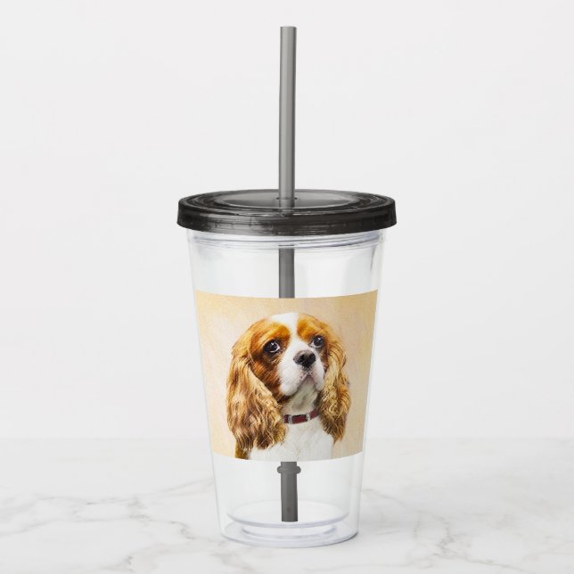 Cavalier King Charles Spaniel Original Malerei Acryltrinkbecher (Vorderseite)