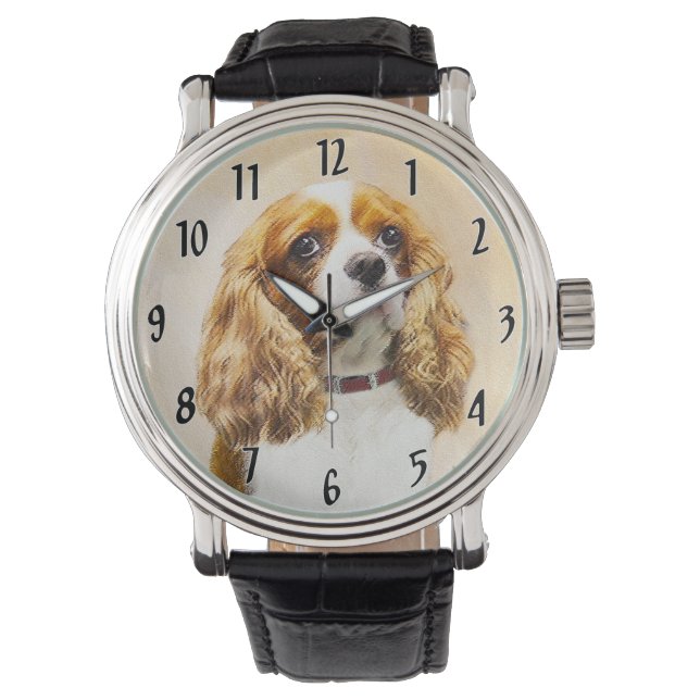 Cavalier King Charles Spaniel Original Malerei Armbanduhr (Vorderseite)