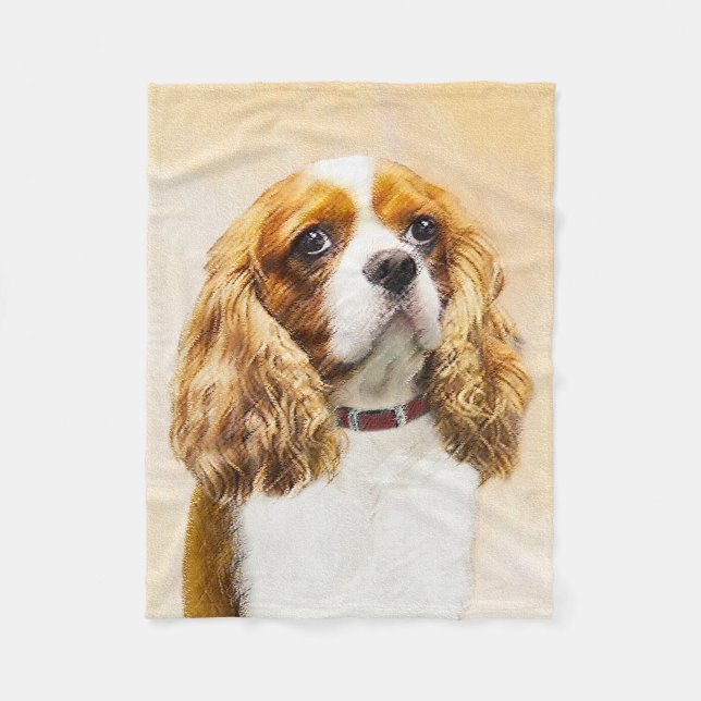 Cavalier King Charles Spaniel Original Malerei Fleecedecke (Vorderseite)