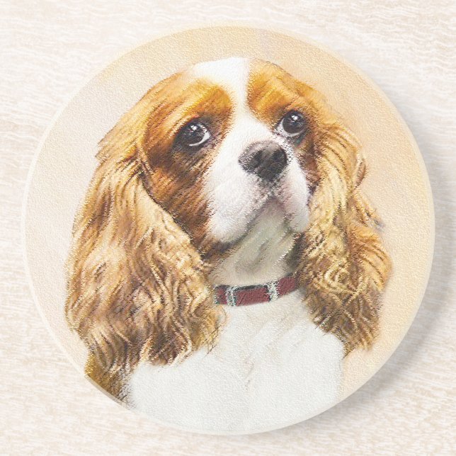 Cavalier King Charles Spaniel Original Malerei Getränkeuntersetzer (Vorne)