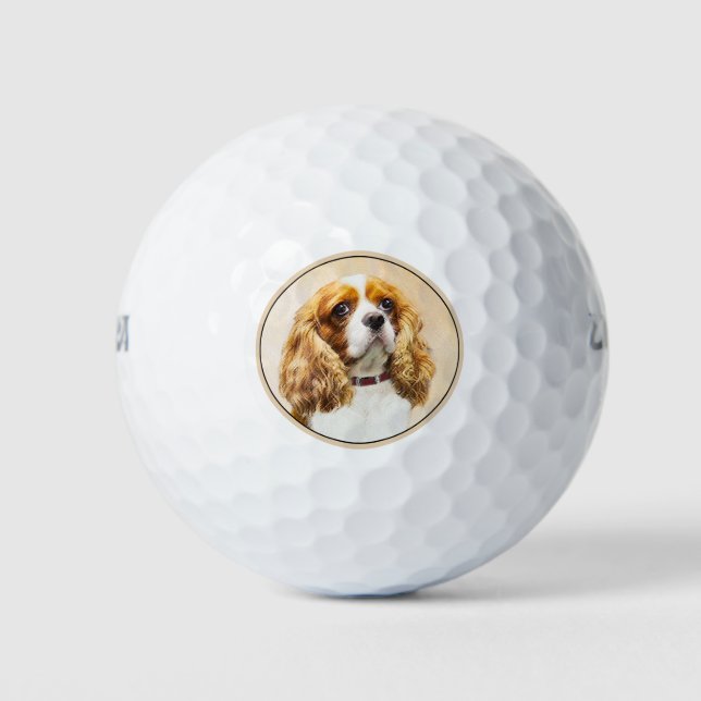 Cavalier King Charles Spaniel Original Malerei Golfball (Vorderseite)