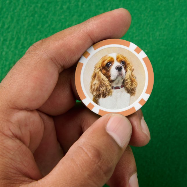 Cavalier King Charles Spaniel Original Malerei Pokerchips (Hand)