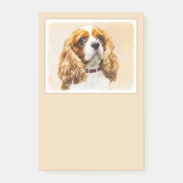Cavalier King Charles Spaniel Original Malerei Post-it Klebezettel (Vorderseite)