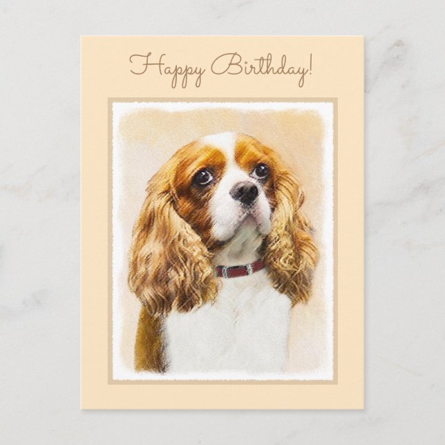 Cavalier King Charles Spaniel Original Malerei Postkarte (Vorderseite)