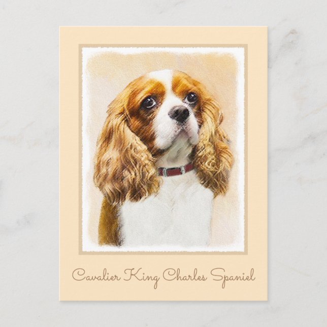 Cavalier King Charles Spaniel Original Malerei Postkarte (Vorderseite)