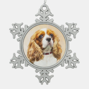 Cavalier King Charles Spaniel Original Malerei Schneeflocken Zinn-Ornament