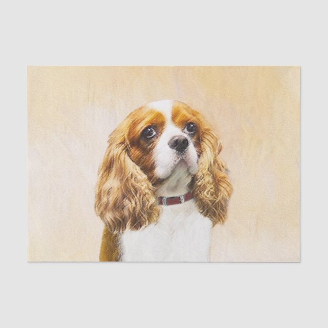 Cavalier King Charles Spaniel Original Malerei Seidenpapier (Vorderseite)