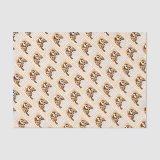 Cavalier King Charles Spaniel Original Malerei Seidenpapier (Vorderseite)