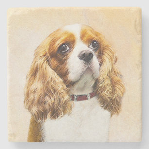 Cavalier King Charles Spaniel Original Malerei Steinuntersetzer