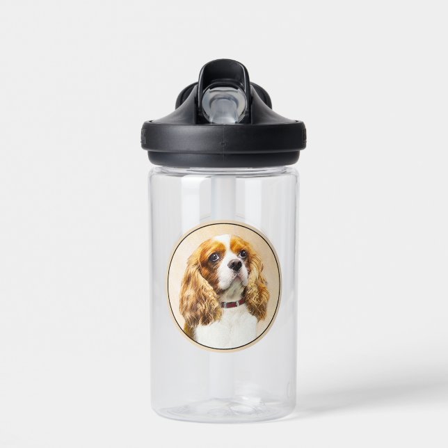 Cavalier King Charles Spaniel Original Malerei Trinkflasche (Vorne)