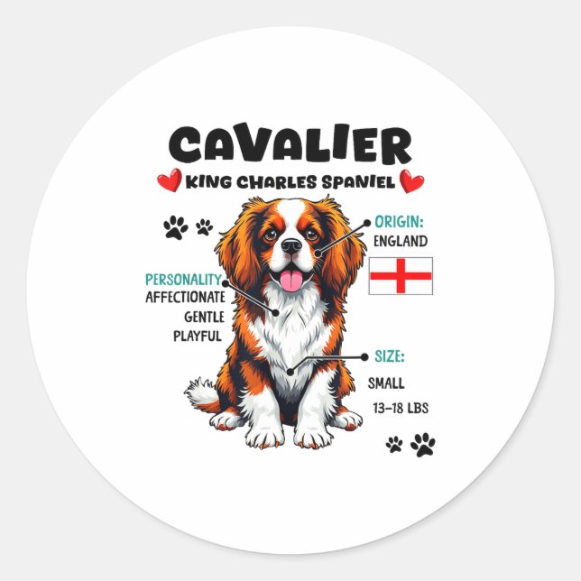 Cavalier King Charles Spaniel Owner Funny Dog Love Runder Aufkleber (Vorderseite)