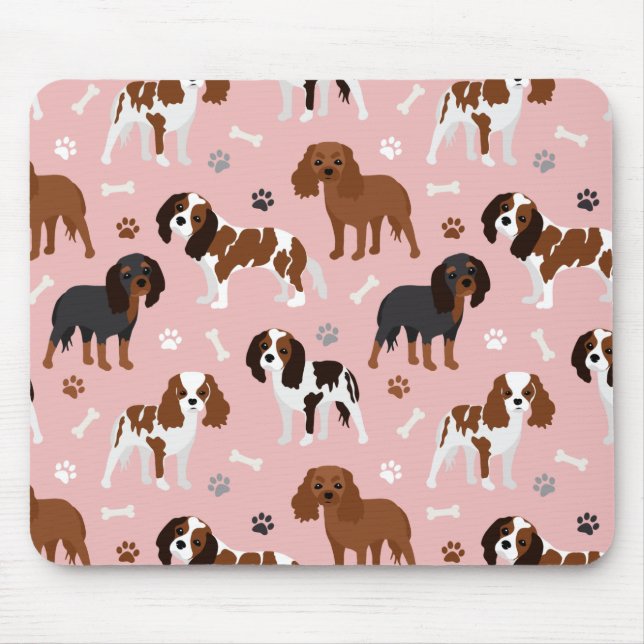 Cavalier King Charles Spaniel Paws and Bones Mouse Mousepad (Vorne)