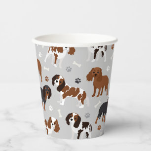 Cavalier King Charles Spaniel Paws and Bones Paper Pappbecher