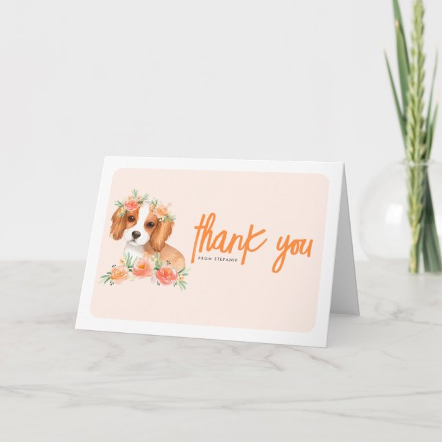 Cavalier King Charles Spaniel Peach Dog Birthday Dankeskarte (Vorderseite)
