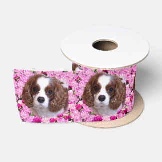 Cavalier King Charles Spaniel Peonies Satinband