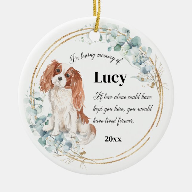 Cavalier King Charles Spaniel Pet Memorial Keramik Ornament (Vorne)