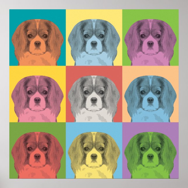 Cavalier King Charles Spaniel Pop-Art-Poster Poster (Vorne)