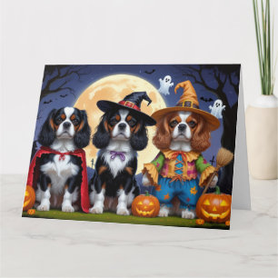 Cavalier King Charles Spaniel Pumpkin Halloween Karte