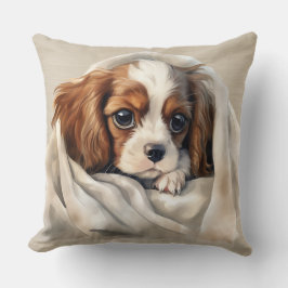 CAVALIER KING CHARLES SPANIEL PUPPING UNTER BLANKE KISSEN
