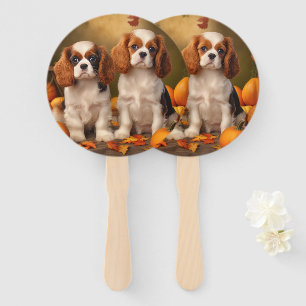 Cavalier King Charles Spaniel Puppy Autumn Pumpkin Fächer