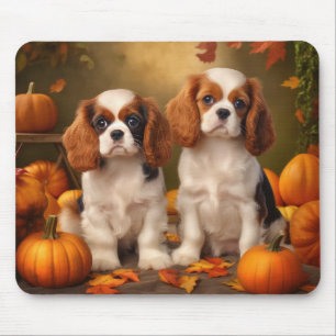 Cavalier King Charles Spaniel Puppy Autumn Pumpkin Mousepad