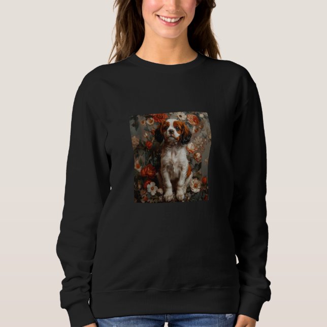 Cavalier King Charles Spaniel Puppy Blume Graphi Sweatshirt (Vorderseite)