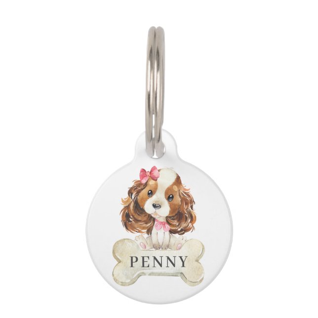 Cavalier King Charles Spaniel Puppy Dog Haustiermarke (Vorderseite)