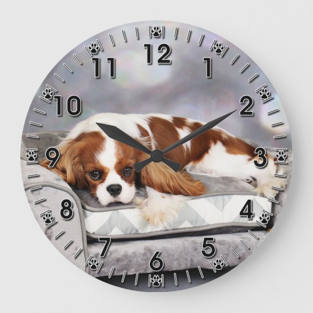 Cavalier King Charles Spaniel - Remington Große Wanduhr (Vorderseite)