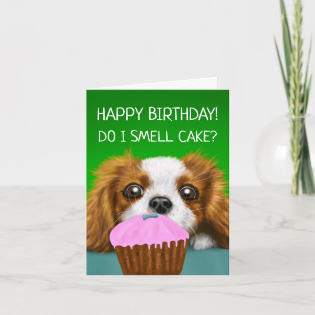 Cavalier King Charles Spaniel "Rieche ich Kuchen?" Karte (Vorderseite)