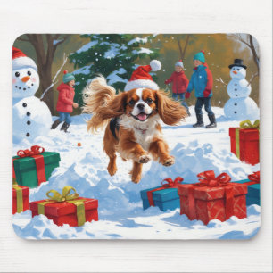 Cavalier King Charles Spaniel Schnee mit Weihnacht Mousepad