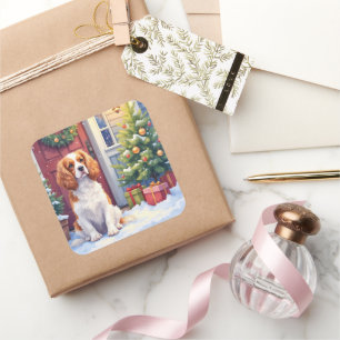 Cavalier King Charles Spaniel Schneebesinntes Weih Quadratischer Aufkleber