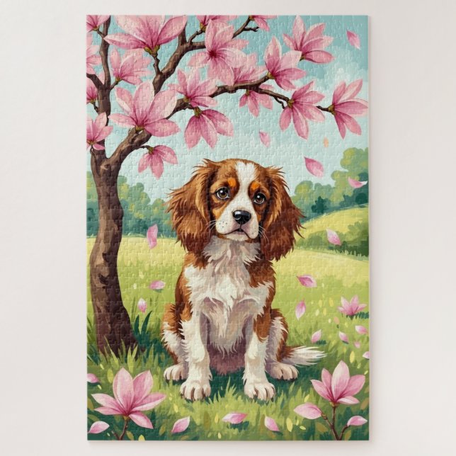 Cavalier King Charles Spaniel Spring Blossom Dog (Vertikal)