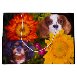 Cavalier King Charles Spaniel Sunflowers Große Geschenktüte