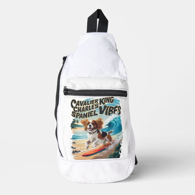Cavalier King Charles Spaniel Surfing Crossbody Bag (Vorderseite)
