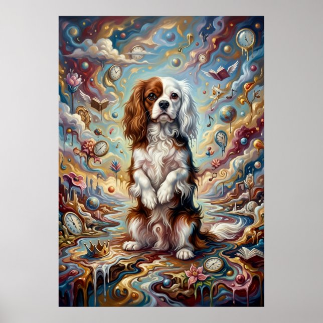 Cavalier King Charles Spaniel Surreal Fantasy Kuns Poster (Vorne)