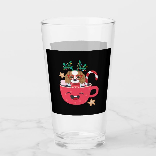 Cavalier King Charles Spaniel Teacup Xmas Holiday  Glas (Vorderseite)