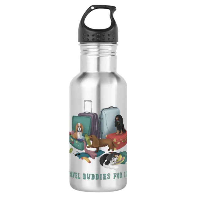 Cavalier King Charles Spaniel Travel Design Edelstahlflasche (Vorderseite)