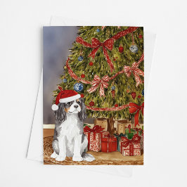 Cavalier King Charles Spaniel Tri Color Christmas Karte