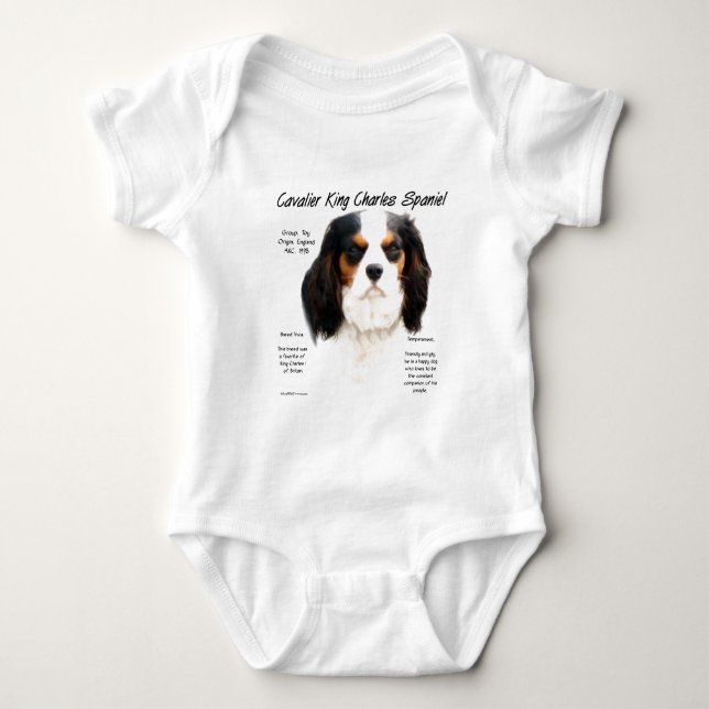 Cavalier King Charles Spaniel (Tricolor) Geschicht Baby Strampler (Vorderseite)