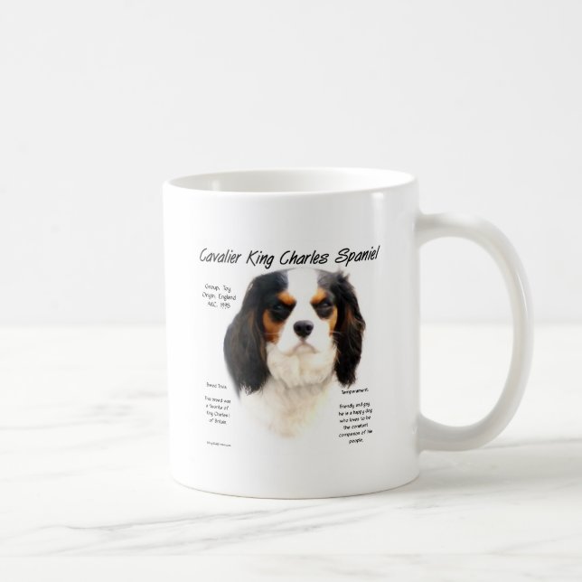 Cavalier King Charles Spaniel (Tricolor) Geschicht Kaffeetasse (Rechts)