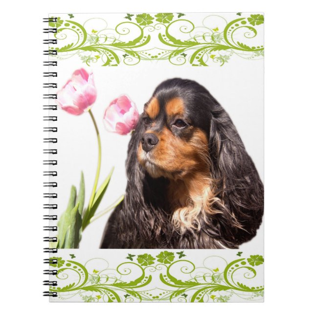Cavalier King Charles Spaniel Tulips-Notebook Notizblock (Vorderseite)