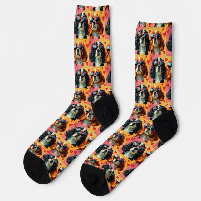 Cavalier King Charles Spaniel Valentinstag Socken (Linkes Detail)