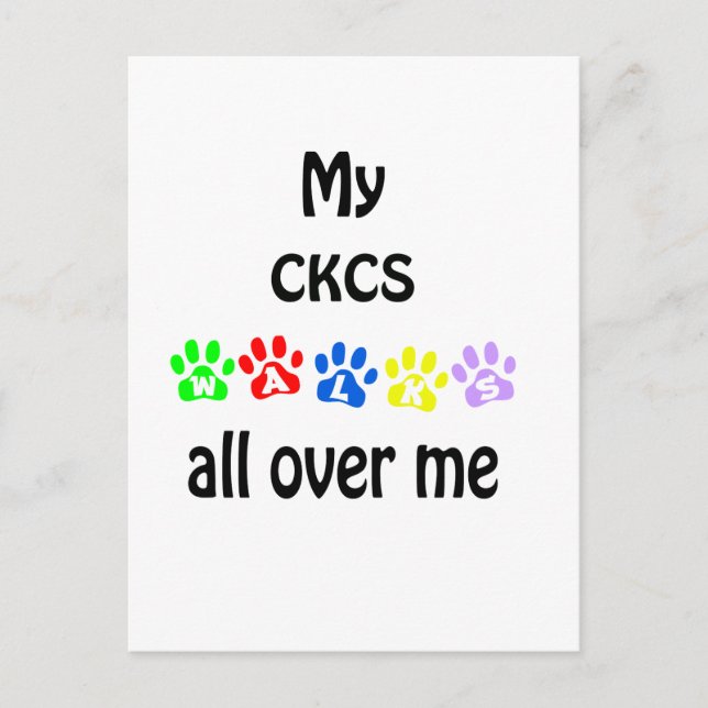 Cavalier King Charles Spaniel Walks Design Postkarte (Vorderseite)