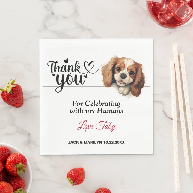 Cavalier King Charles Spaniel Wedding Vielen Dank Serviette (Beispiel)