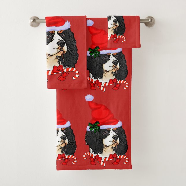 Cavalier King Charles Spaniel Weihnachten Badhandtuch Set (Insitu)