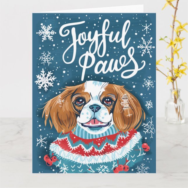 Cavalier King Charles Spaniel Weihnachten Karte (Gelbe Blume)