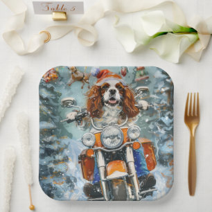 Cavalier King Charles Spaniel Weihnachten Pappteller